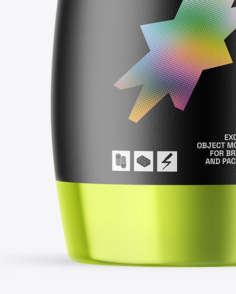 Metallic Cosmetic Bottle With Pump Mockup