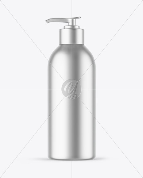 Matte Metallic Cosmetic Bottle With Pump Mockup Matte Metallic Cosmetic Bottle With Pump Mockup