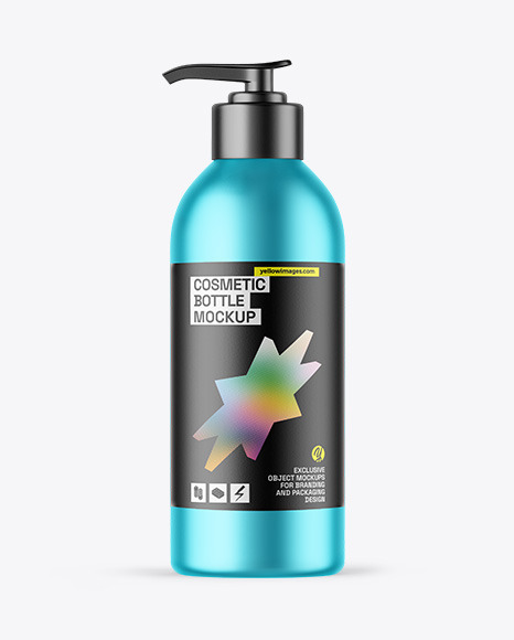 Matte Metallic Cosmetic Bottle With Pump Mockup Matte Metallic Cosmetic Bottle With Pump Mockup