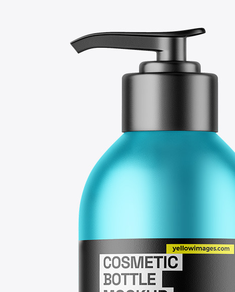Matte Metallic Cosmetic Bottle With Pump Mockup Matte Metallic Cosmetic Bottle With Pump Mockup