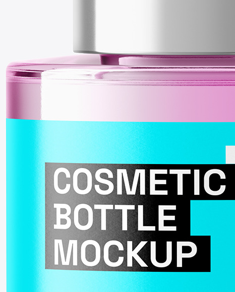 Clear Glass Cosmetic Bottle Mockup