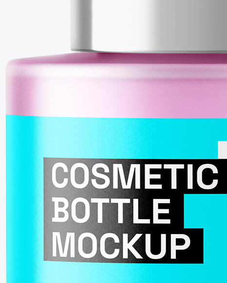 Frosted Clear Glass Cosmetic Bottle Mockup
