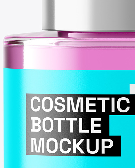 Clear Glass Cosmetic Bottle Mockup