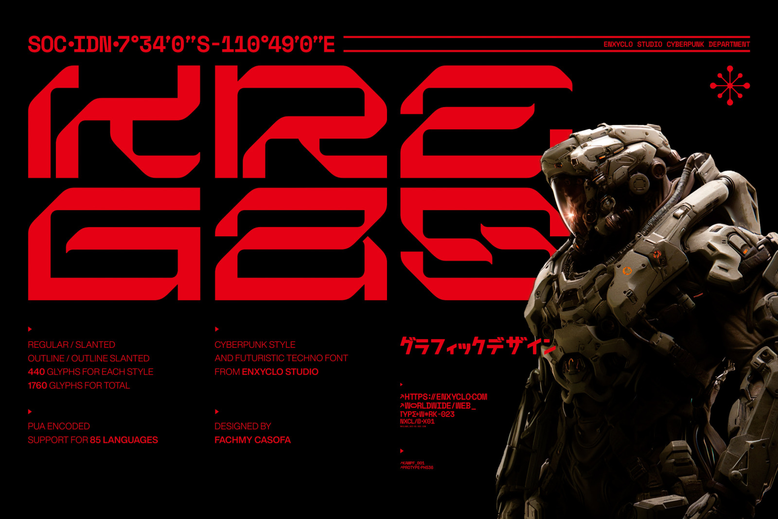 NCL KREGAS - Cyberpunk Futuristic Techno Mecha Font