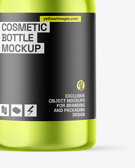 Metallic Cosmetic Bottle With Pump Mockup