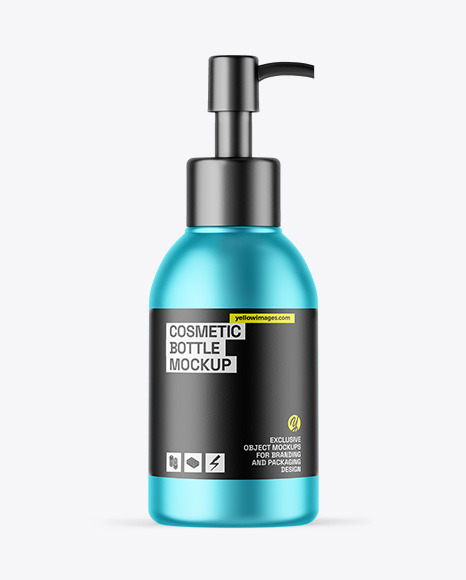 Matte Metallic Cosmetic Bottle With Pump Mockup Matte Metallic Cosmetic Bottle With Pump Mockup