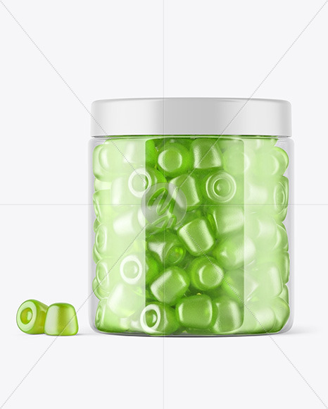 Plastic Jar with Gummies Mockup