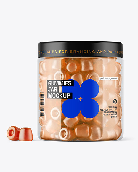 Plastic Jar with Gummies Mockup