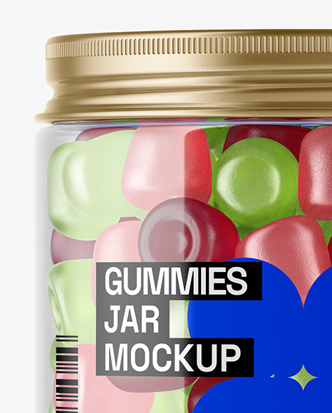 Plastic Jar with Gummies Mockup