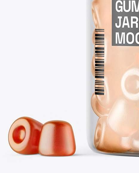 Plastic Jar with Gummies Mockup
