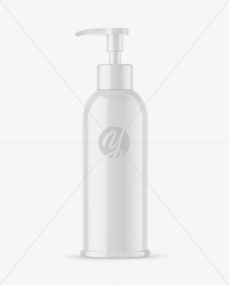 Glossy Cosmetic Bottle With Pump Mockup Glossy Cosmetic Bottle With Pump Mockup