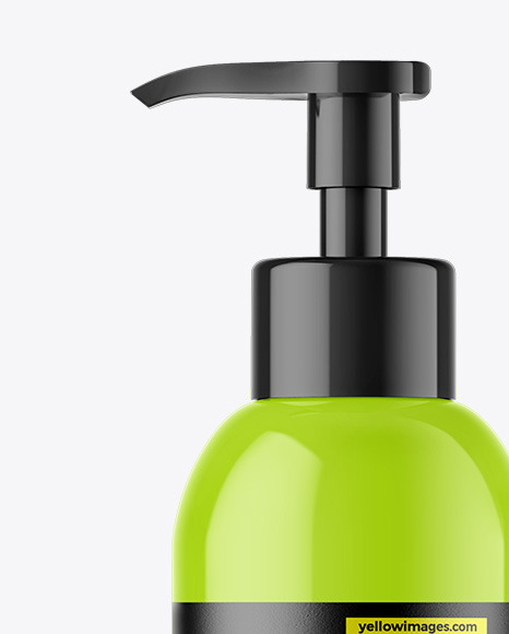 Glossy Cosmetic Bottle With Pump Mockup Glossy Cosmetic Bottle With Pump Mockup