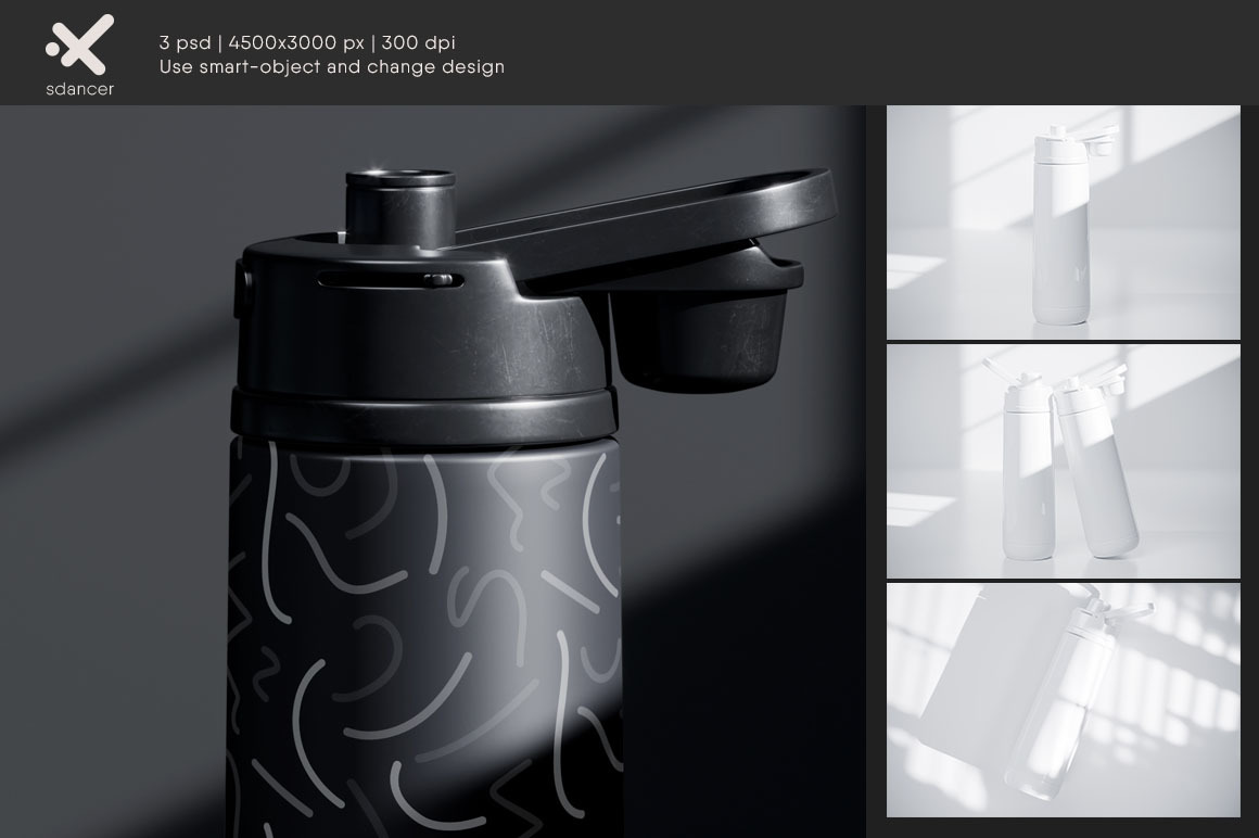 Thermos Flask Water Bottle Mockup Thermos Flask Water Bottle Mockup