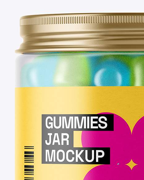 Frosted Plastic Jar with Gummies Mockup