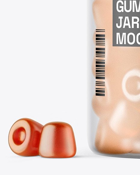 Frosted Plastic Jar with Gummies Mockup