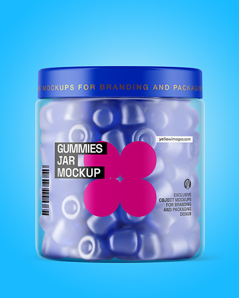 Frosted Plastic Jar with Gummies Mockup