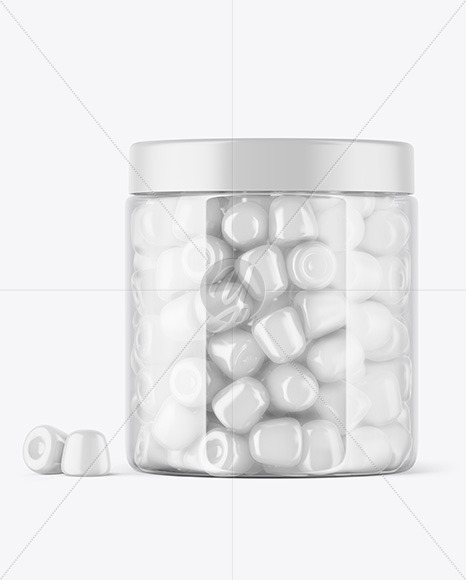 Plastic Jar with Gummies Mockup
