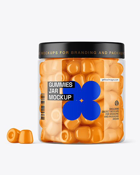 Plastic Jar with Gummies Mockup