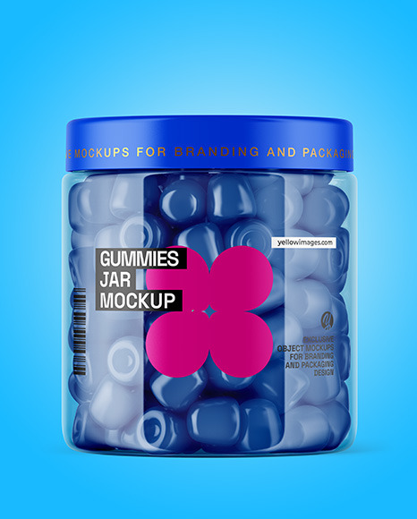 Plastic Jar with Gummies Mockup