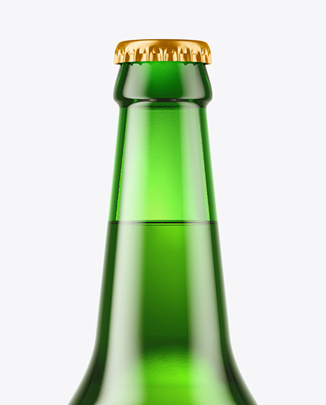 Green Glass Beer Bottle Mockup