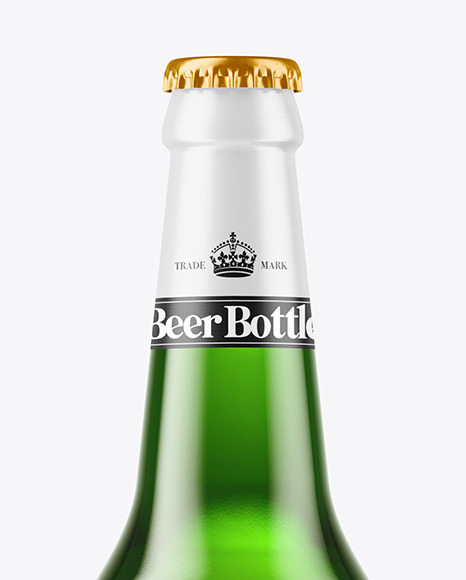 Green Glass Beer Bottle Mockup