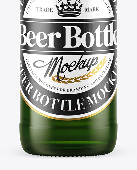 Green Glass Beer Bottle Mockup