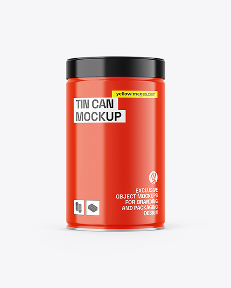 Glossy Tin Can Mockup