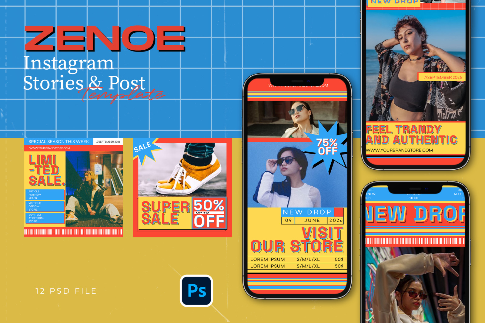 Retro 90s Instagram Template - Zenoe