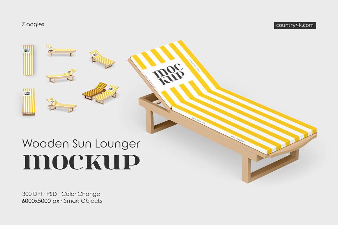 Wooden Sun Lounger Mockup Set