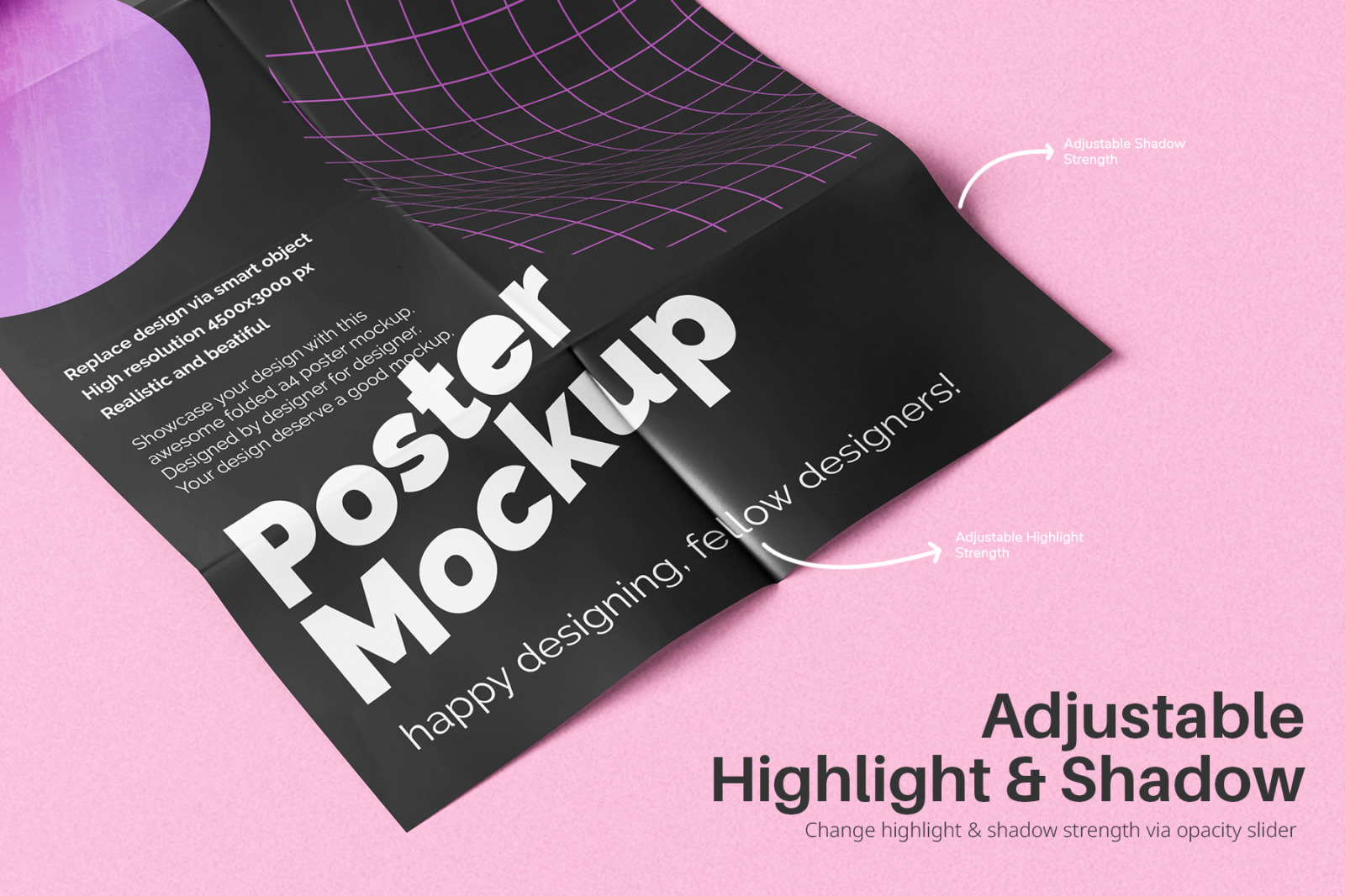 A4 Paper Folded Poster PSD Mockup Pack