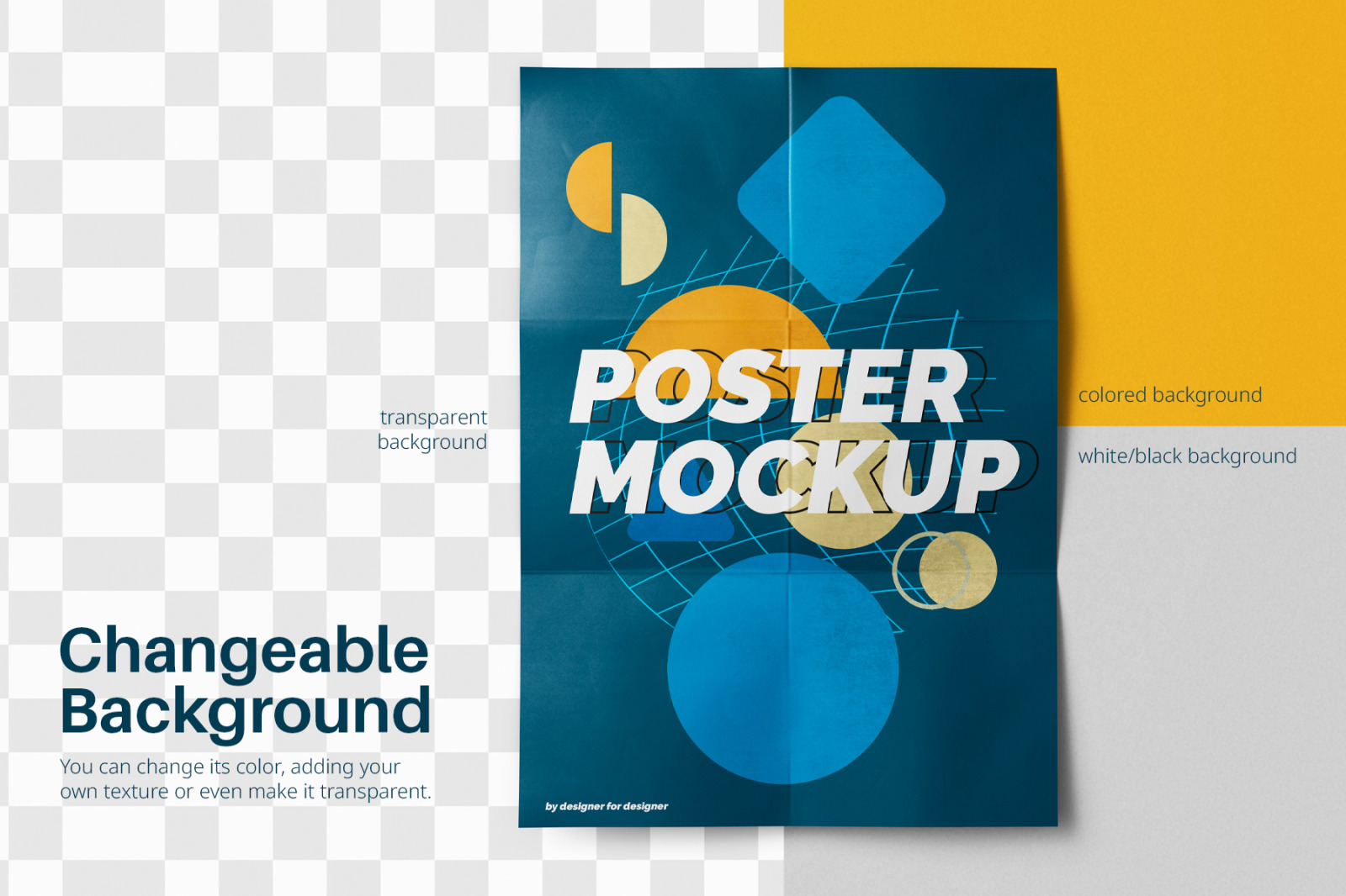 A4 Paper Folded Poster PSD Mockup Pack