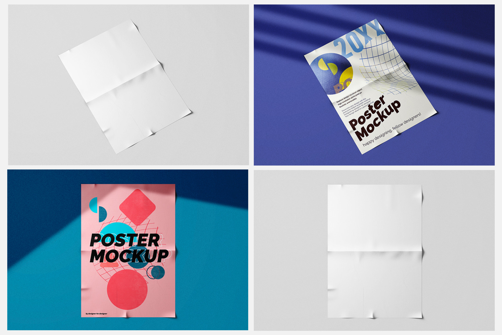 A4 Paper Folded Poster PSD Mockup Pack