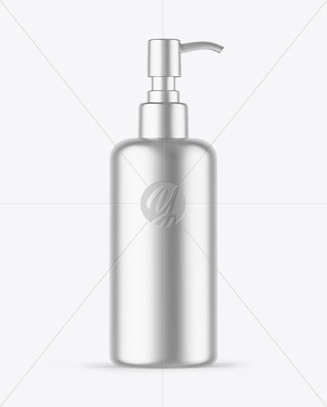 Matte Metallic Cosmetic Bottle With Pump Mockup