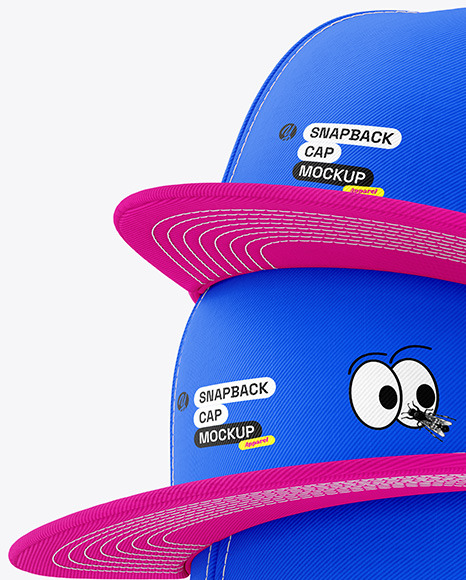 Three Snapback Caps Mockups