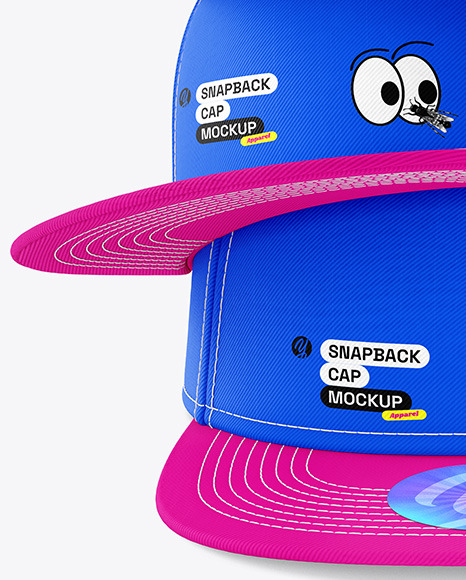 Three Snapback Caps Mockups