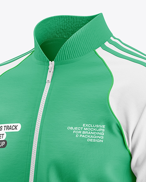 Men's Long Sleeve Track Jacket Mockup - Half Side View