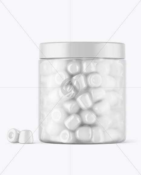 Frosted Plastic Jar with Gummies Mockup