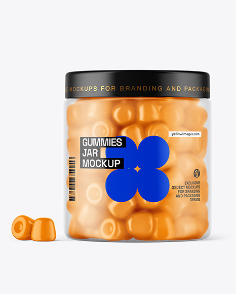 Frosted Plastic Jar with Gummies Mockup