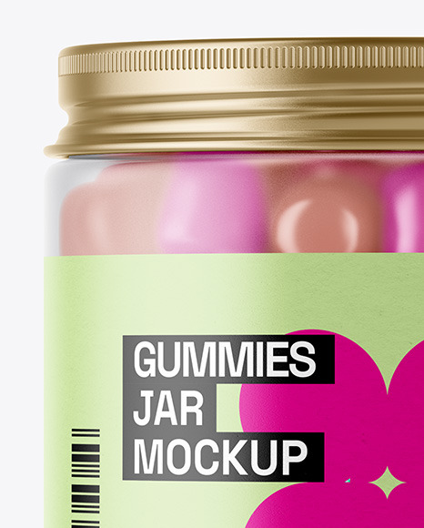 Frosted Plastic Jar with Gummies Mockup