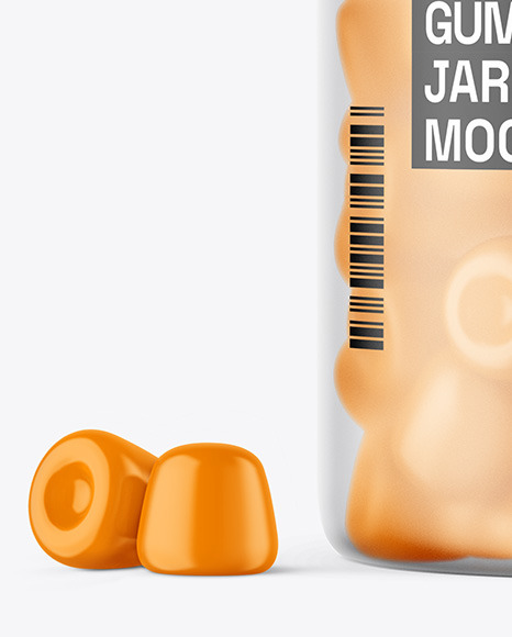 Frosted Plastic Jar with Gummies Mockup