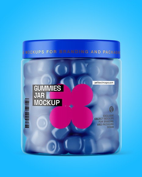 Frosted Plastic Jar with Gummies Mockup