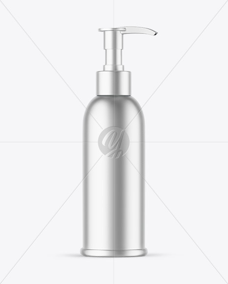 Matte Metallic Cosmetic Bottle With Pump Mockup