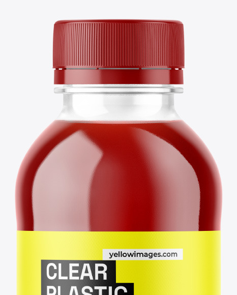 Clear Plastic 20oz Bottle w/ Juice Mockup