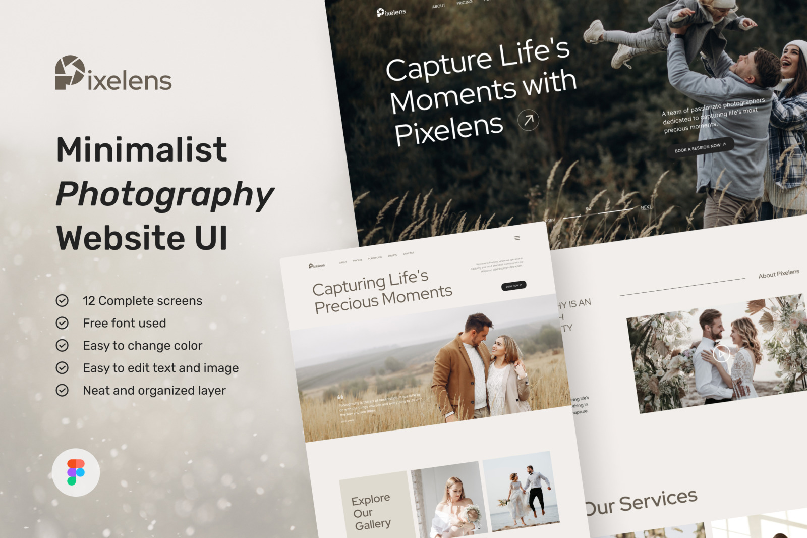 Pixelens – Photography Website Design UI Template