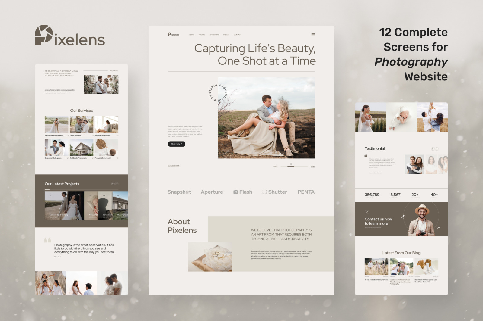 Pixelens – Photography Website Design UI Template