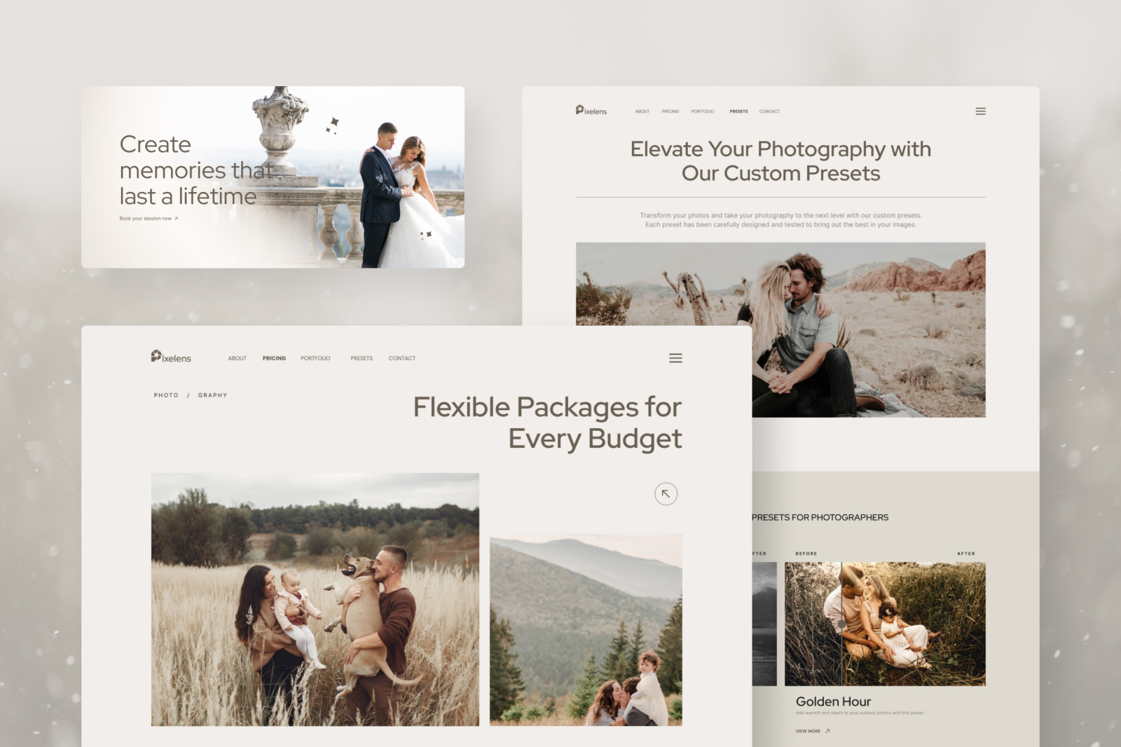 Pixelens – Photography Website Design UI Template