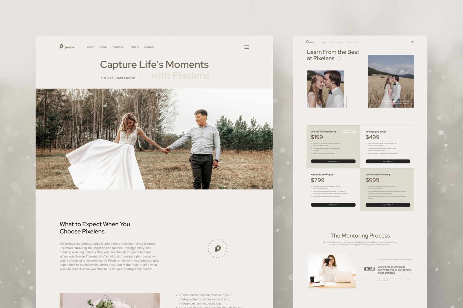 Pixelens – Photography Website Design UI Template on Yellow Images ...