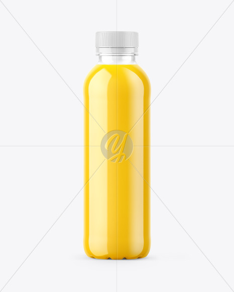 Clear Plastic 20oz Bottle w/ Juice Mockup