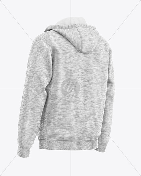 Melange Hoodie Mockup - Back Half Side View