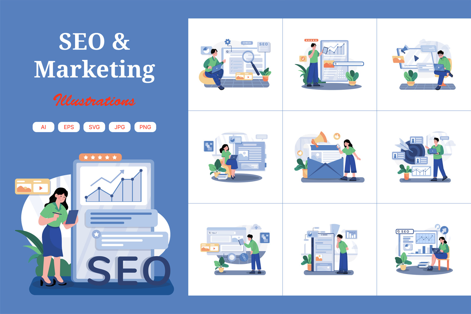 M692_SEO &amp; Marketing Illustration Pack